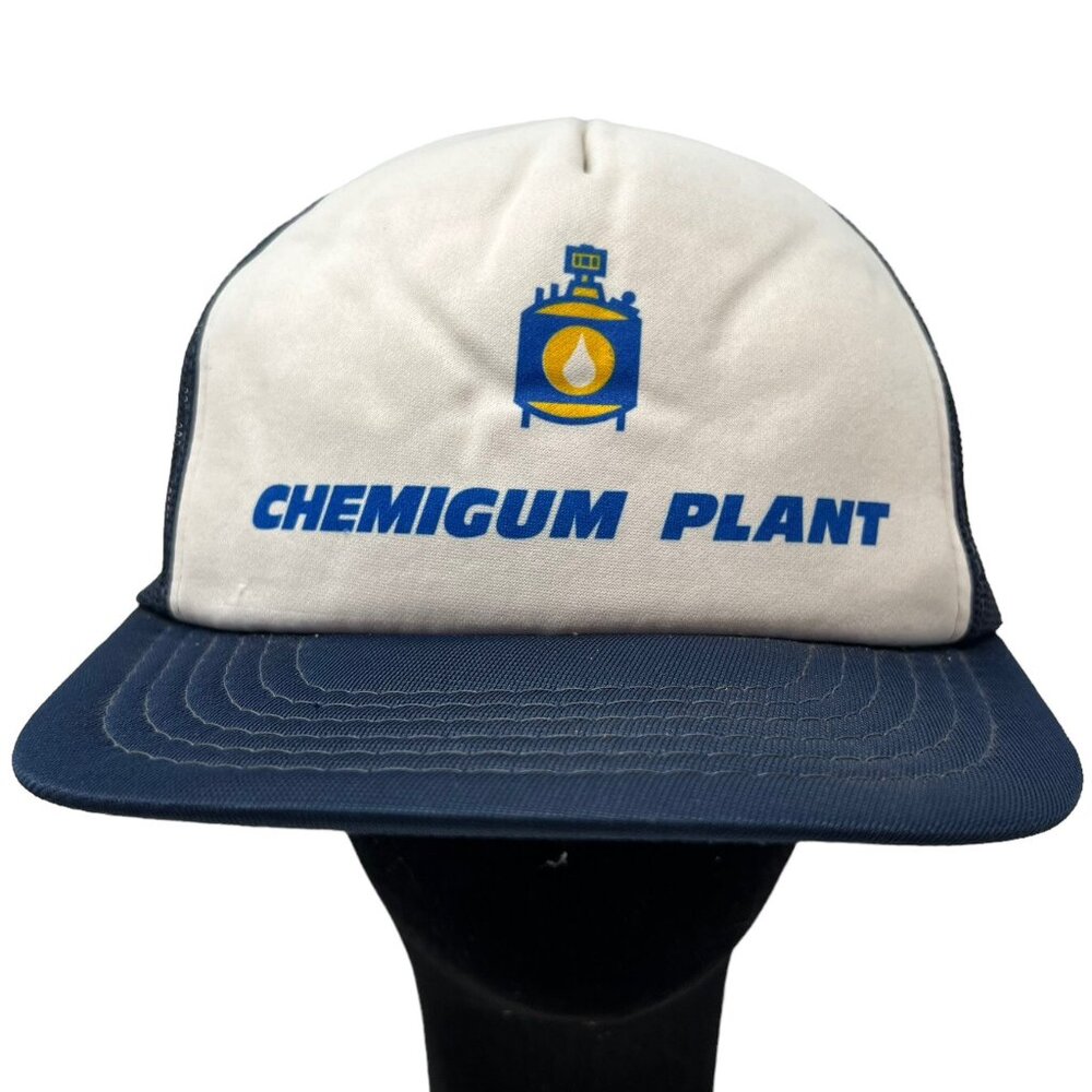 Chemigum Plant Vintage Foam Mesh Trucker Hat Cap Retro Snapback 80's Rubber Tire
